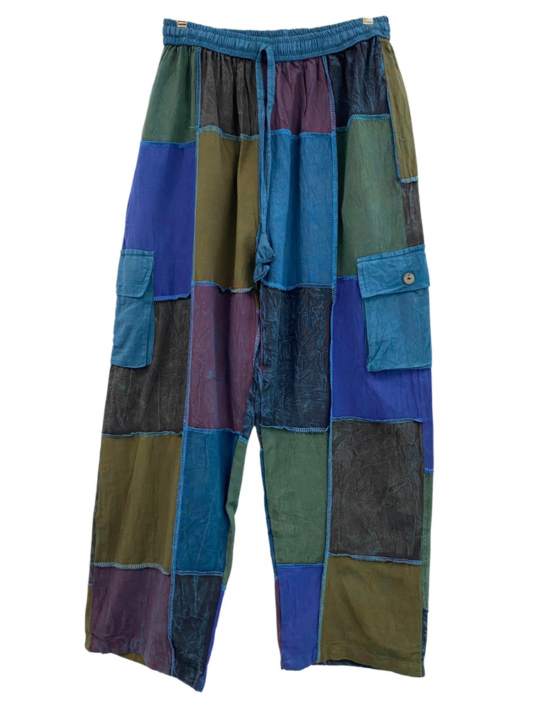 Overlocked patch cargo pants