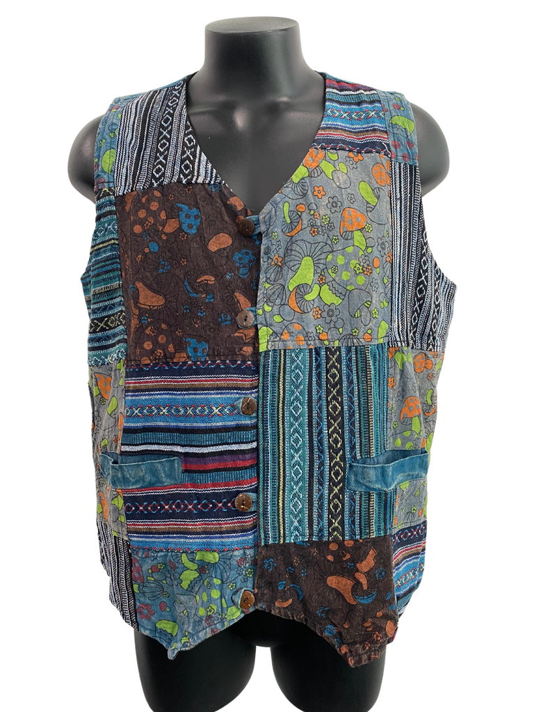 Cotton mushroom print/ gheri vest