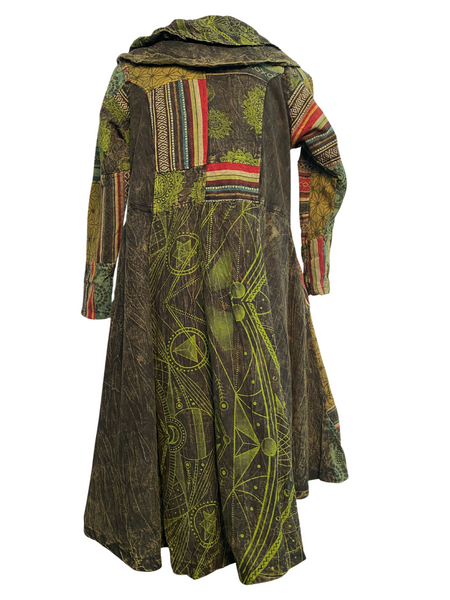 Long Flared Patchwork Jacket