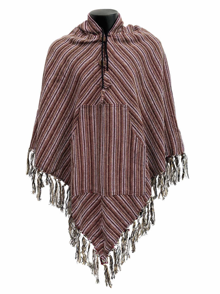 Striped diamond poncho