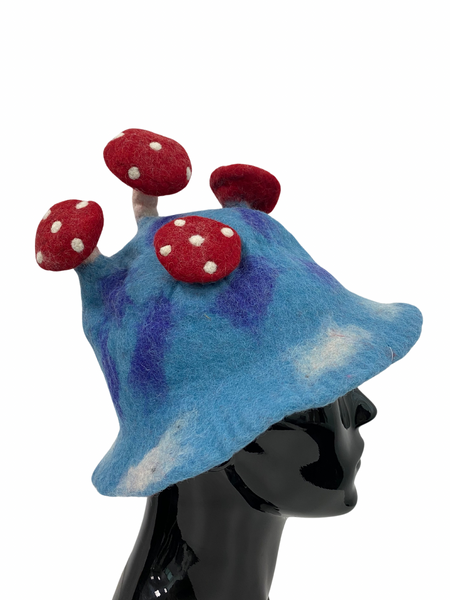 Felted Wool winter hat mushroom