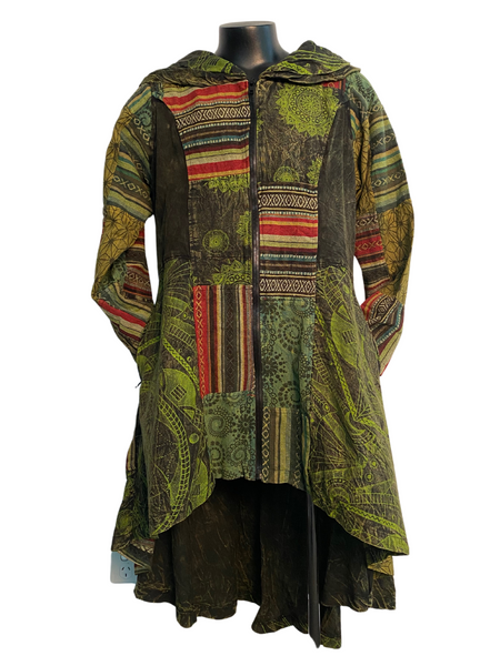 Long Flared Patchwork Jacket