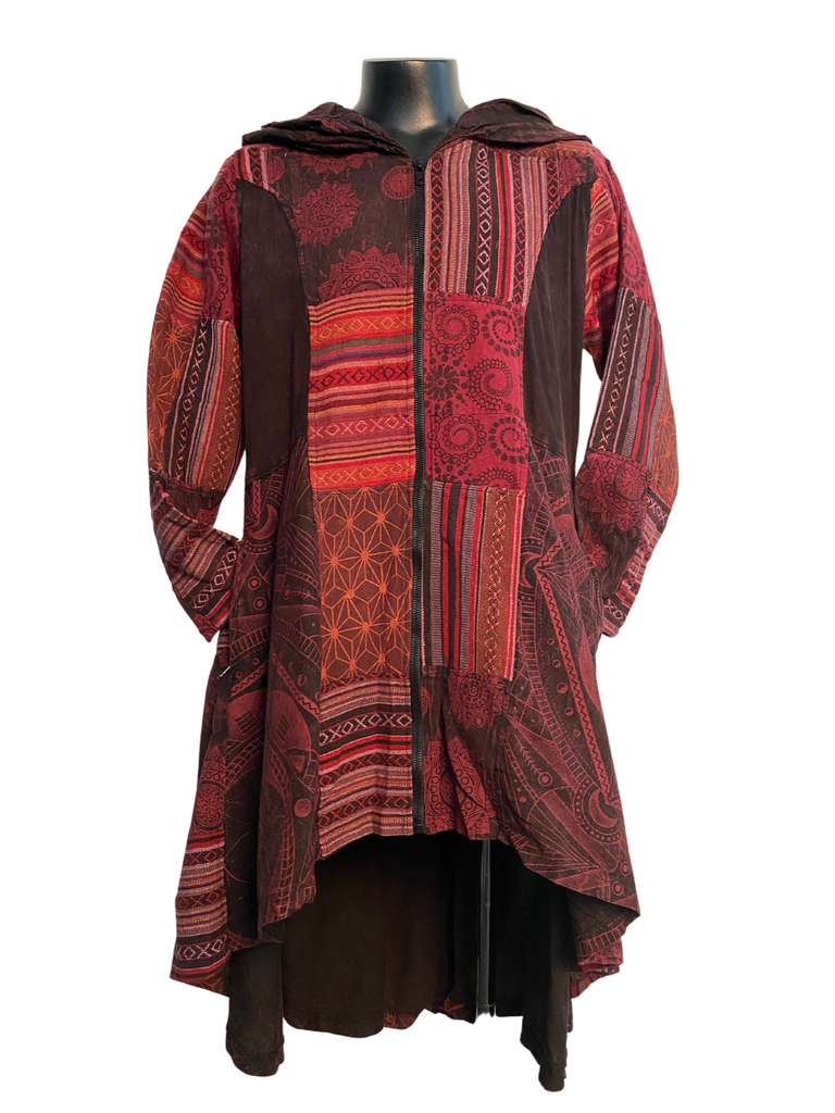 Long Flared Patchwork Jacket