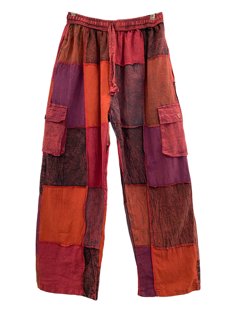 Overlocked patch cargo pants