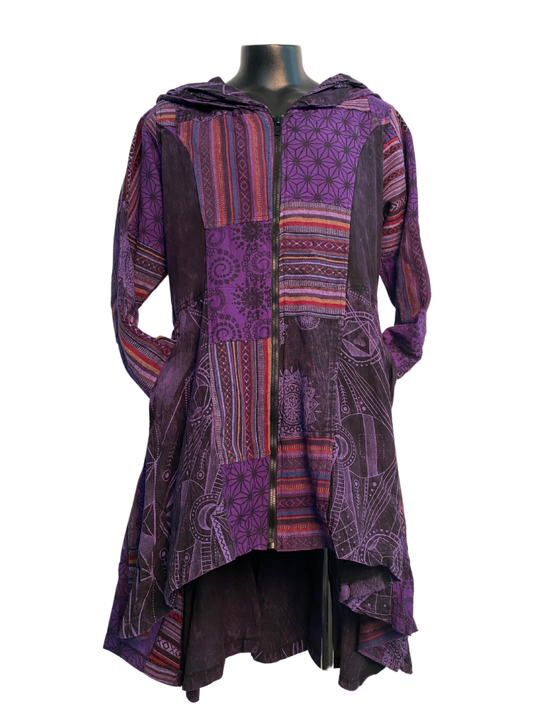 Long Flared Patchwork Jacket