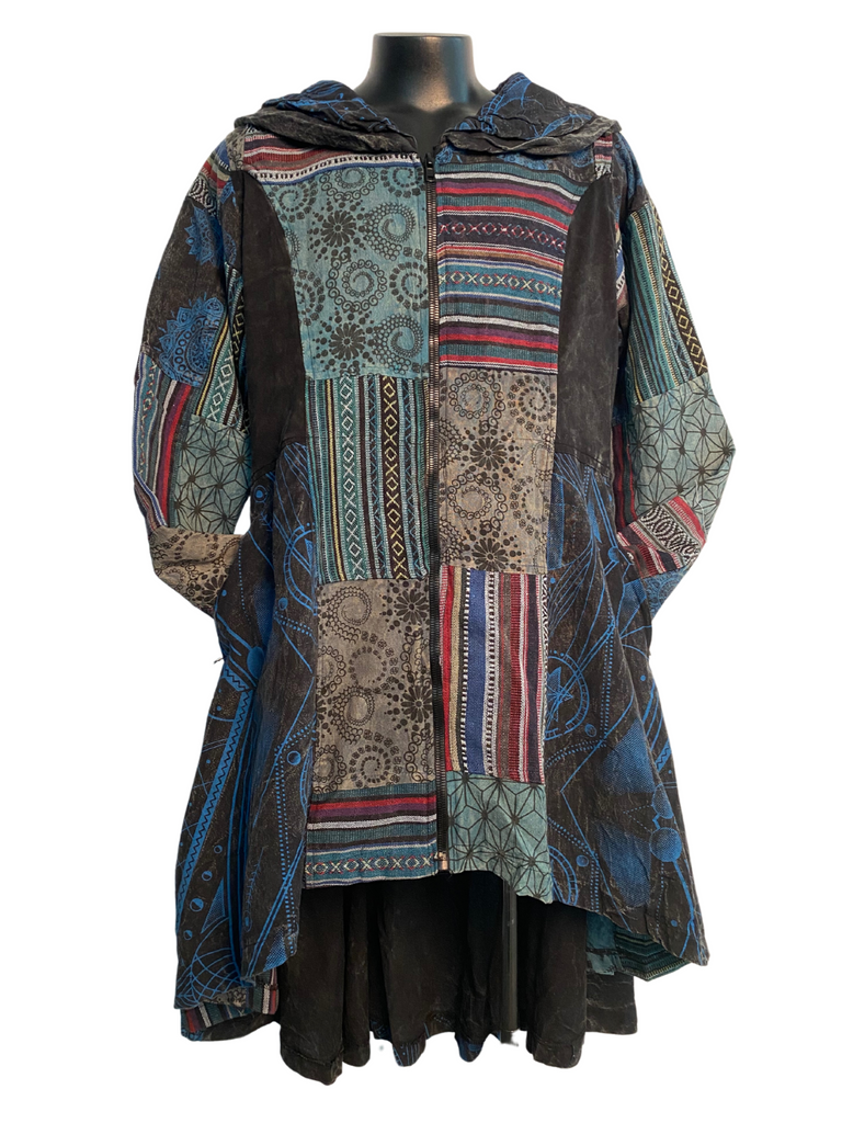 Long Flared Patchwork Jacket