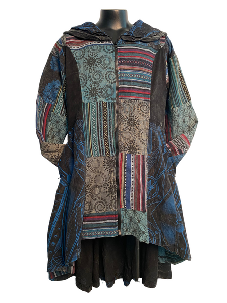 Long Flared Patchwork Jacket