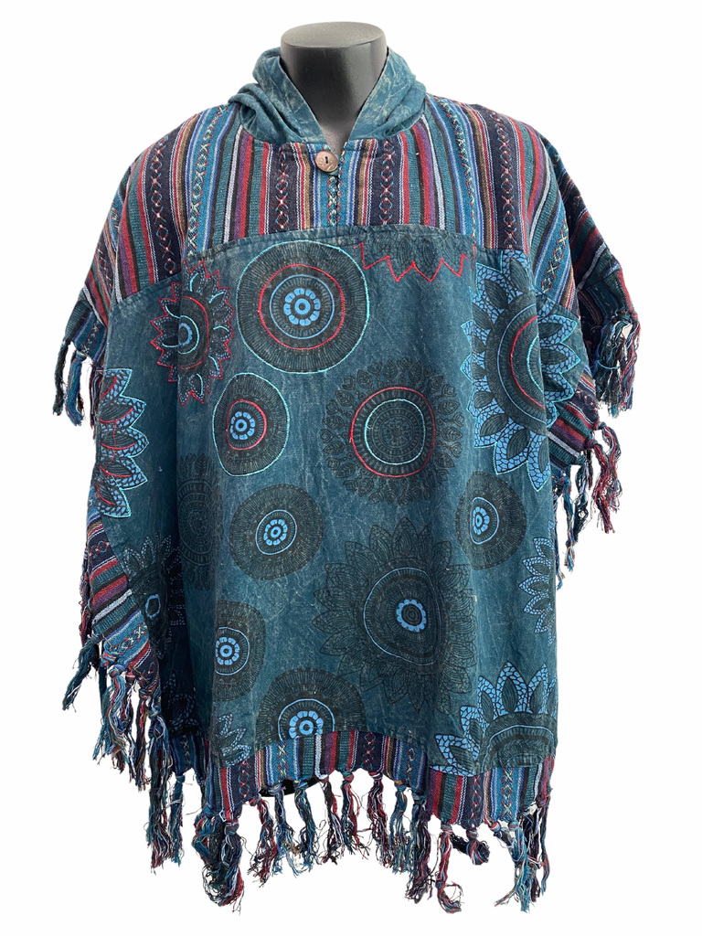 Poncho with embroidery
