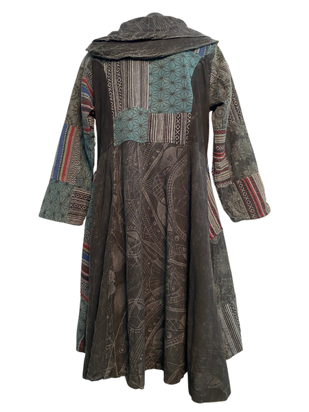 Long Flared Patchwork Jacket