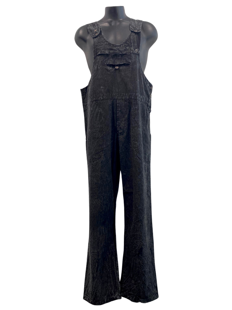 Stonewashed cotton overalls straight leg