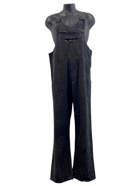 Stonewashed cotton overalls straight leg