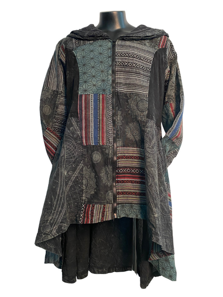 Long Flared Patchwork Jacket