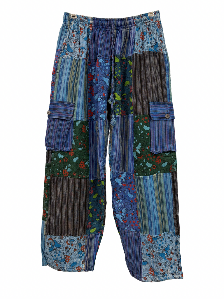 Cargo Pants Mushroom Patchwork Blue