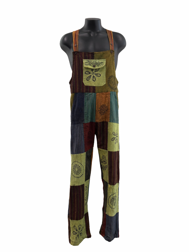 Patchwork Straight leg overalls Green