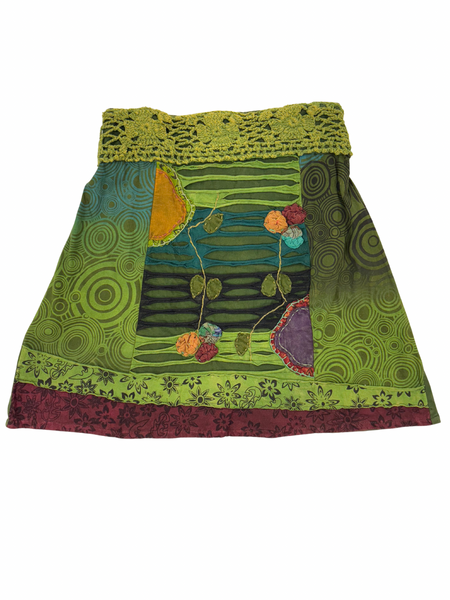 Short razor cut skirt green