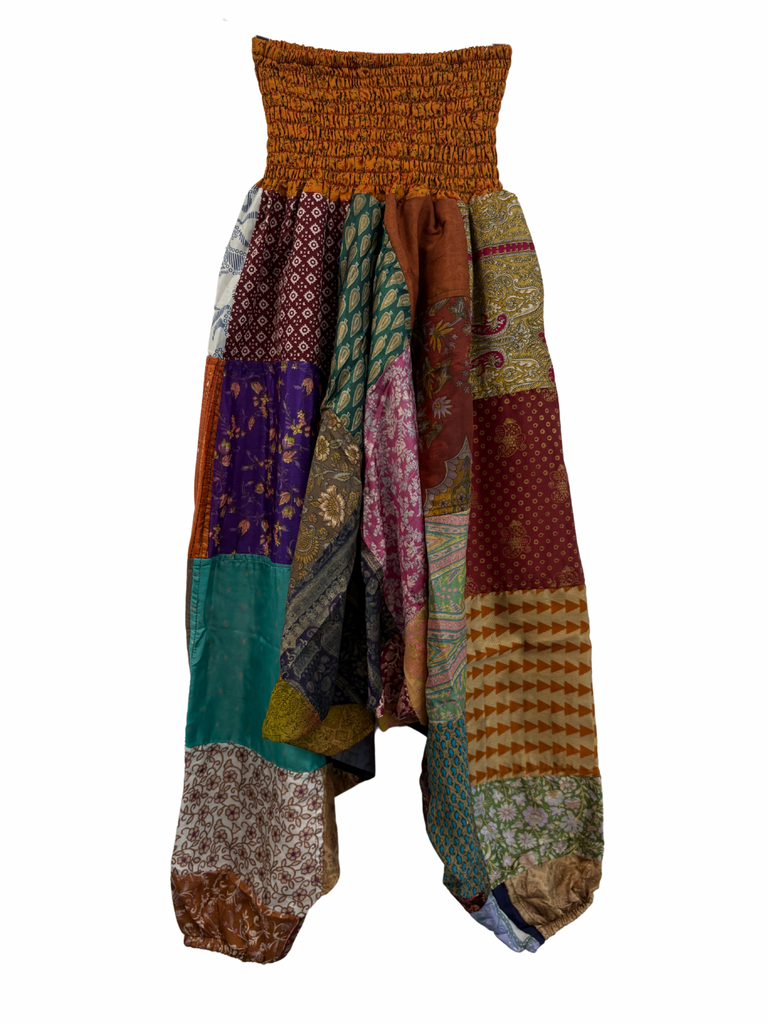Recycled Silk Patchwork Happy Pants