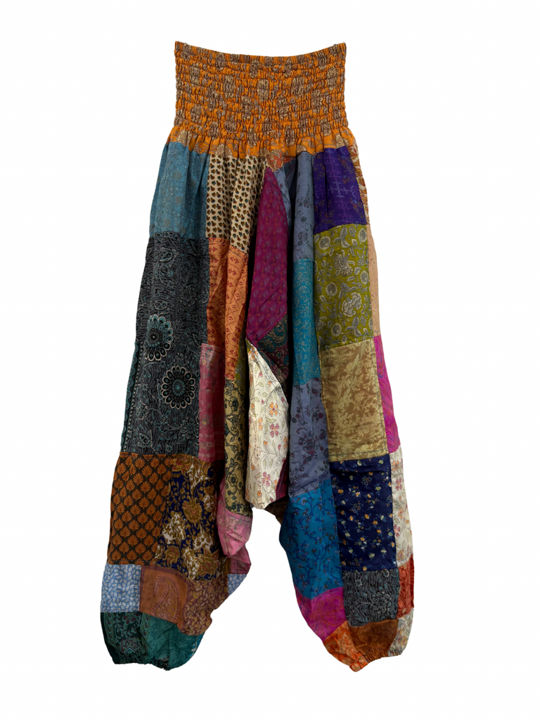 Recycled Silk Patchwork Happy Pants