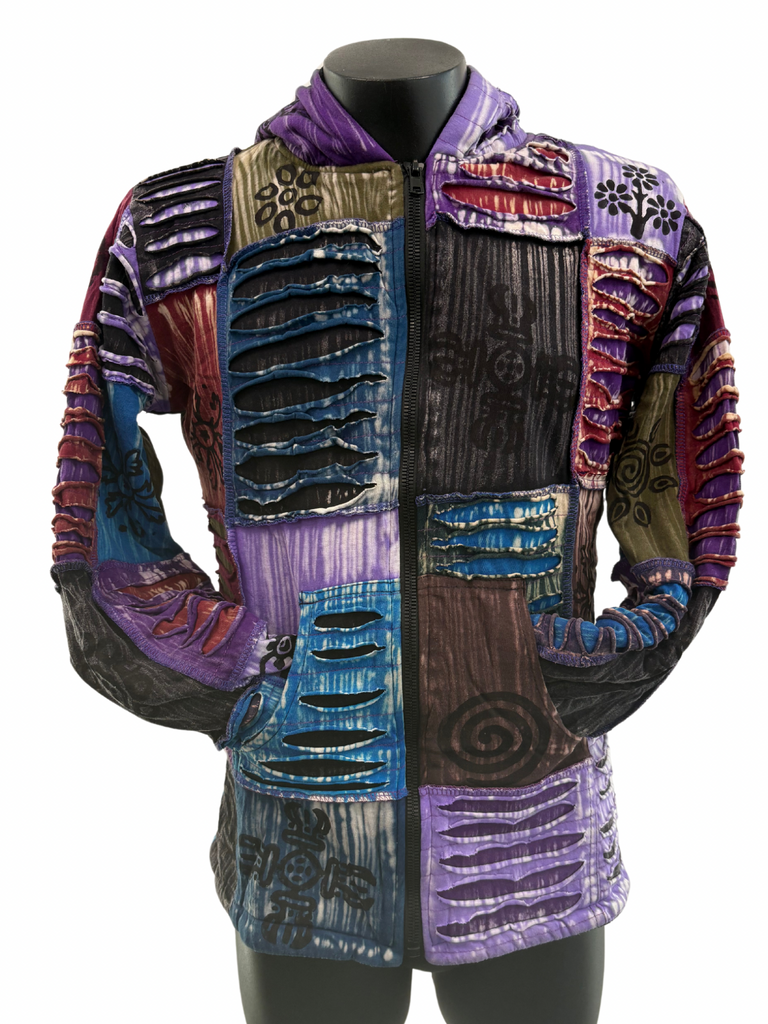 Razor cut Knit Patchwork Jacket M