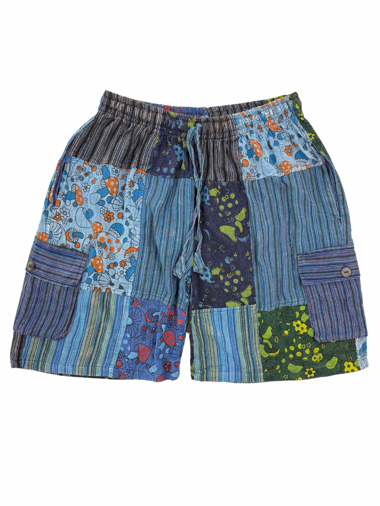 Mushroom Patchwork Shorts Blue