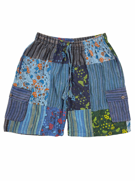 Mushroom Patchwork Shorts Blue