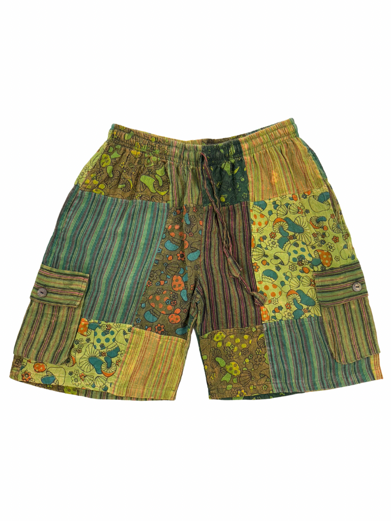 Mushroom Patchwork Shorts Green