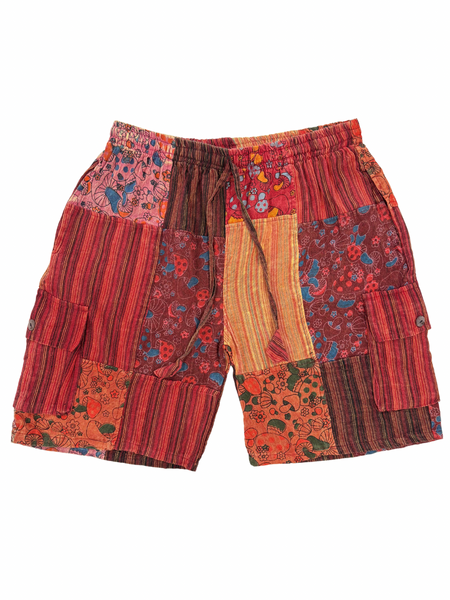 Mushroom Patchwork Shorts Red