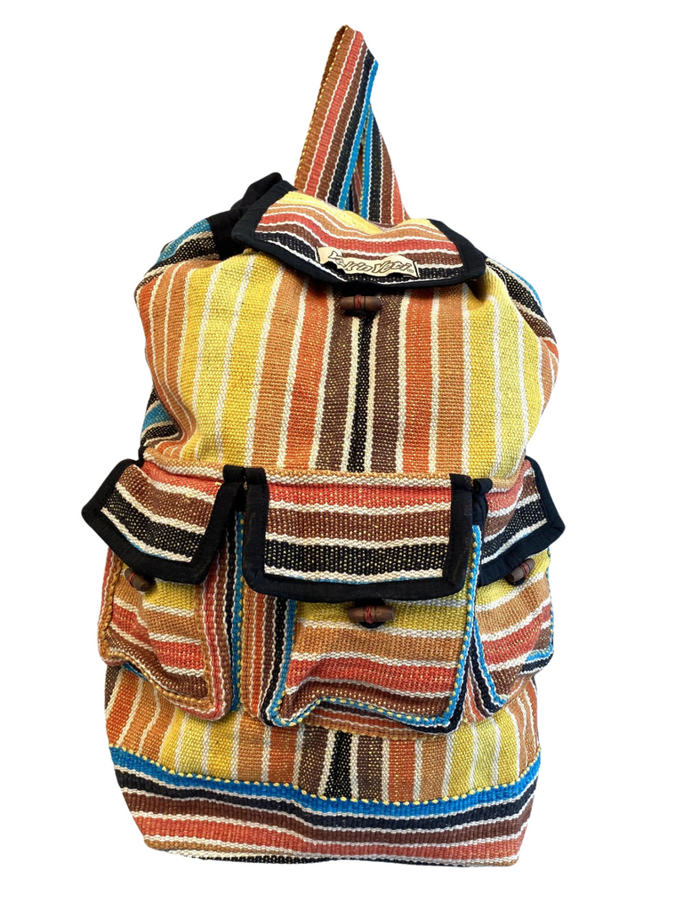 Striped cotton backpack bag