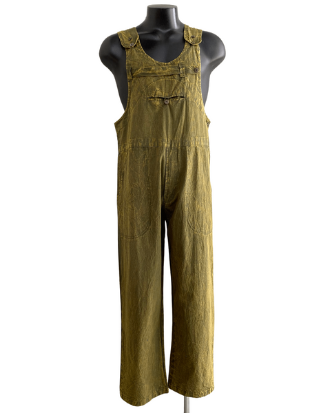 Stonewashed cotton overalls straight leg