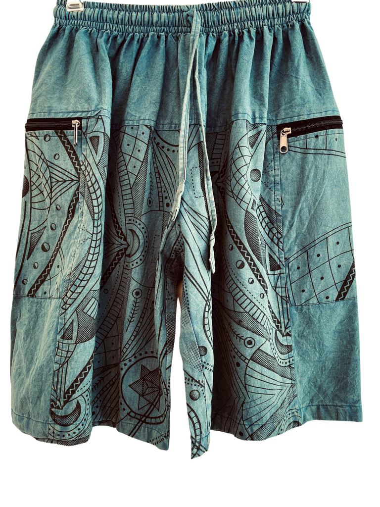 Stonewashed Geo print shorts