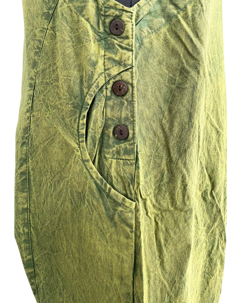 Stonewashed drop crotch overalls