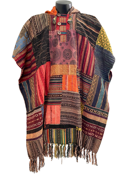 Rustic Square patchwork Poncho