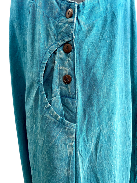 Stonewashed drop crotch overalls