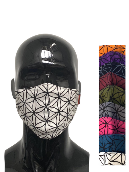 Cotton face mask flower of life print 9 colour ways (smaller size)