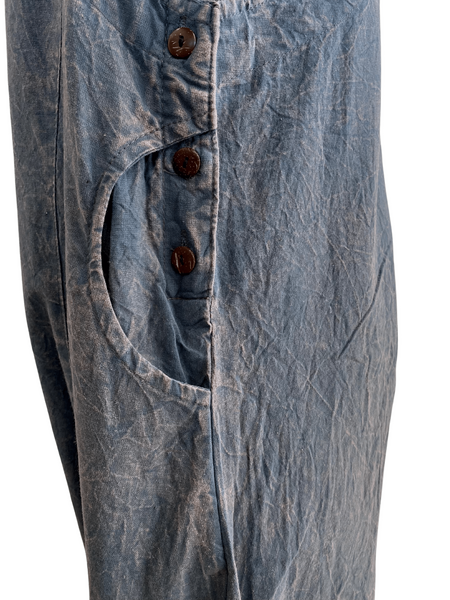 Stonewashed drop crotch overalls