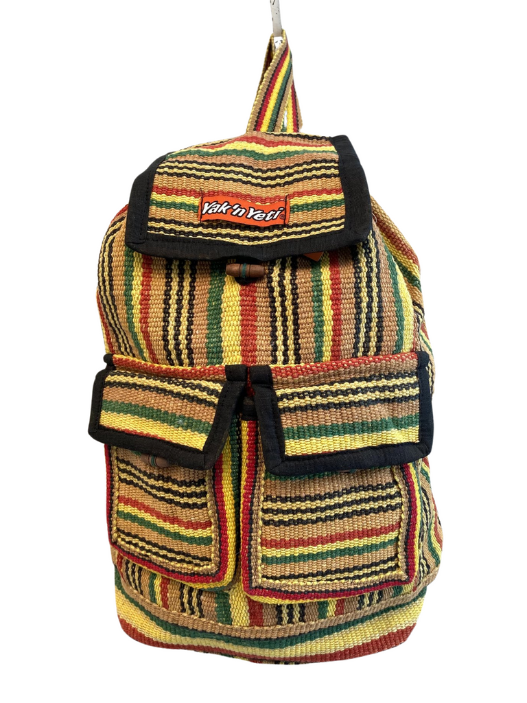 Striped cotton backpack bag