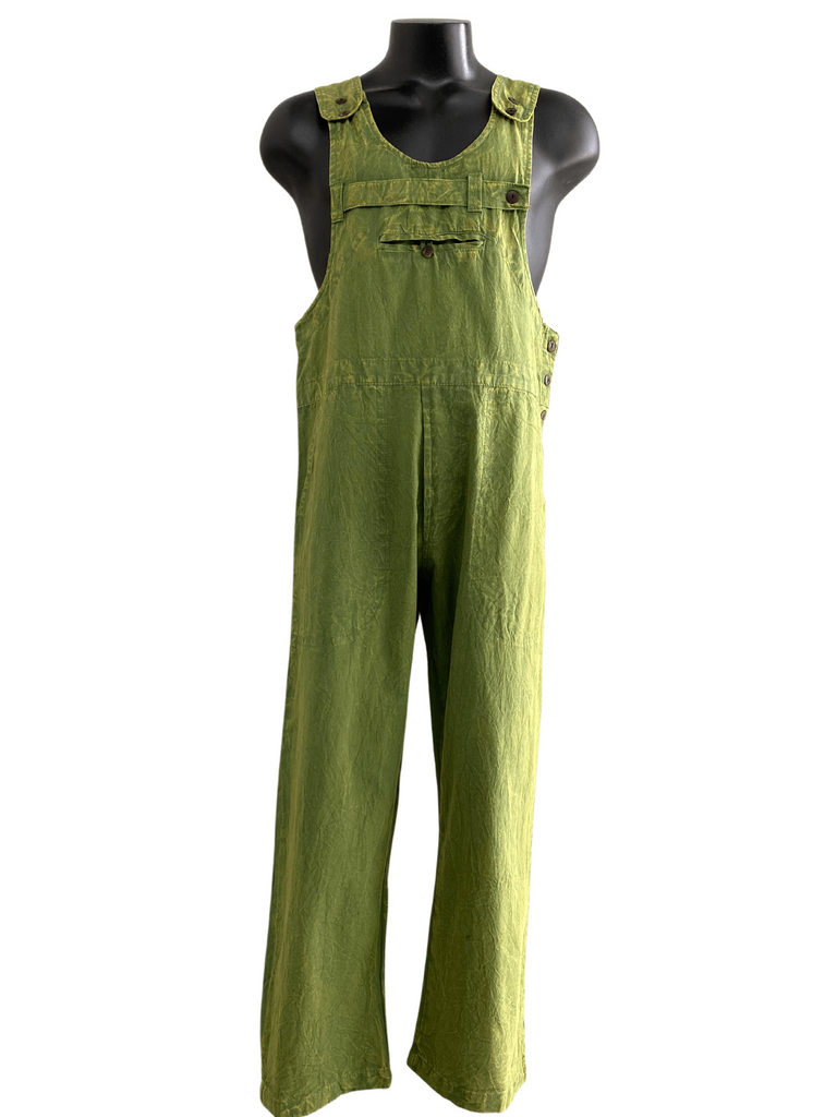 Stonewashed cotton overalls straight leg