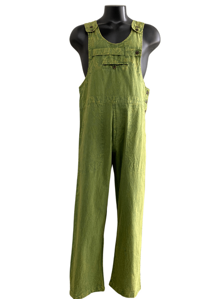 Stonewashed cotton overalls straight leg