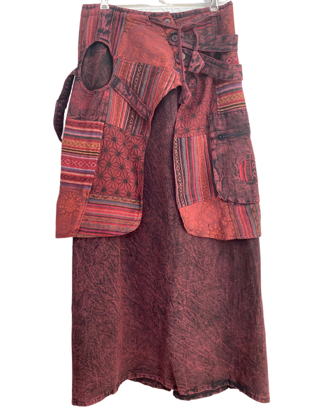 Long skirt with patchwork overlay