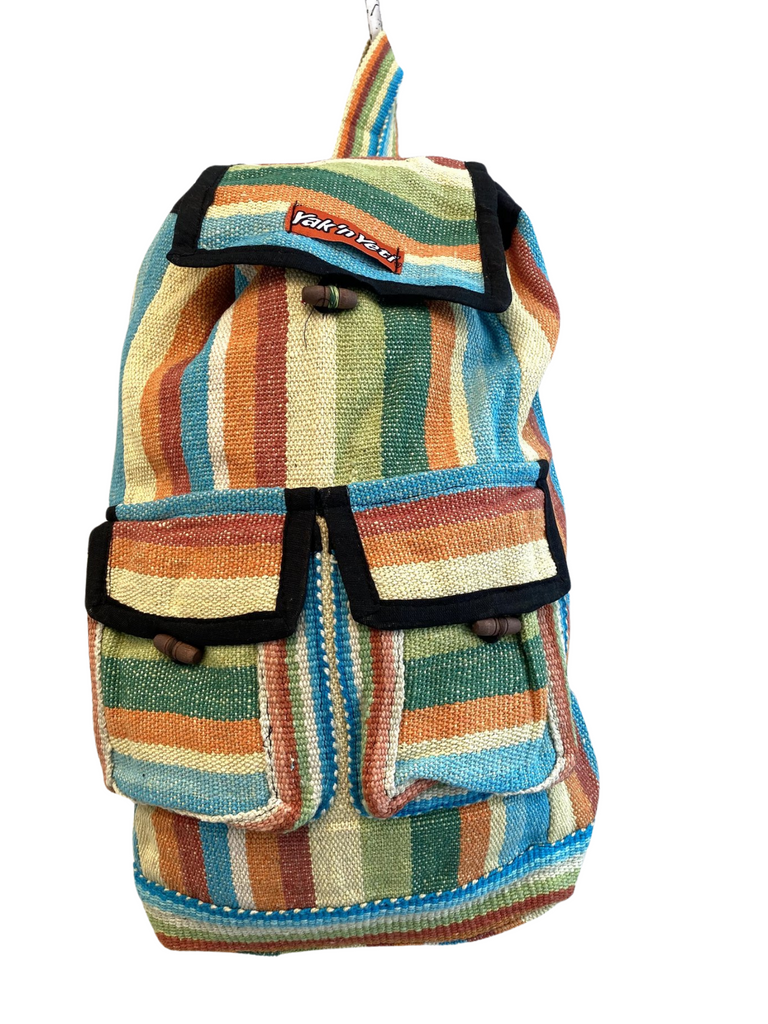 Striped cotton backpack bag