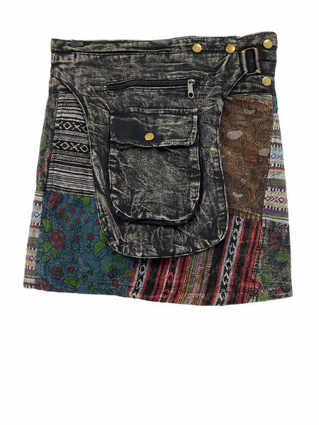 Festival Skirt Patchwork Mushroom Print