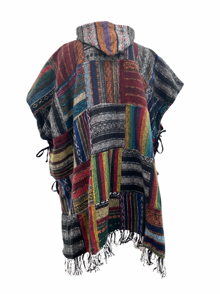 Patchwork Brushed Gheri cotton Poncho