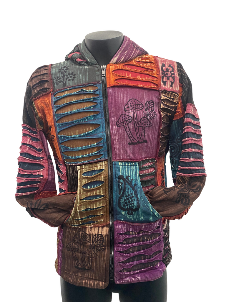 Razor cut Knit Patchwork Jacket M