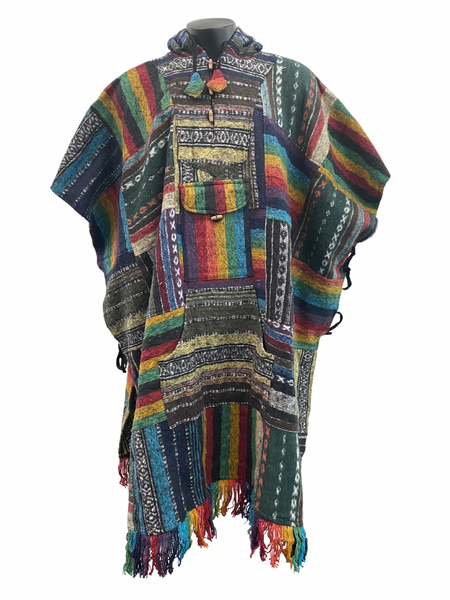 Patchwork Brushed Gheri cotton Poncho