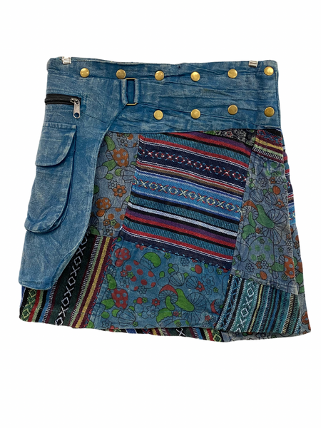 Festival Skirt Patchwork Mushroom Print