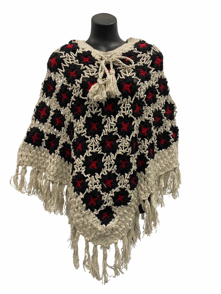 Crocheted wool poncho