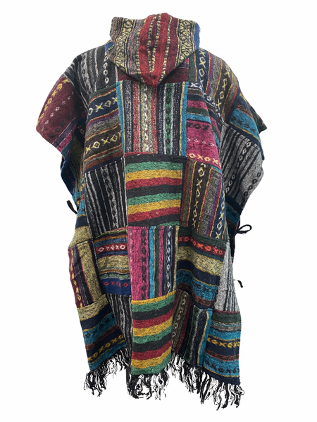 Patchwork Brushed Gheri cotton Poncho