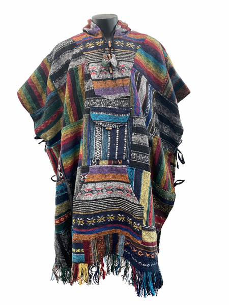 Patchwork Brushed Gheri cotton Poncho