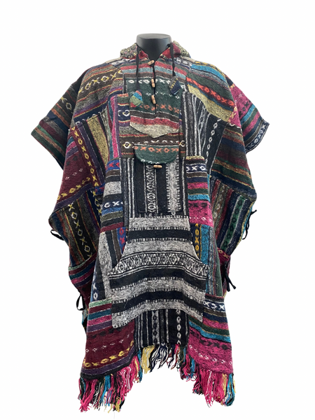 Patchwork Brushed Gheri cotton Poncho