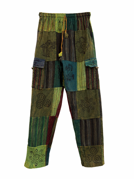 Patchwork harem pants Green