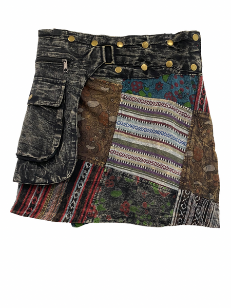 Festival Skirt Patchwork Mushroom Print